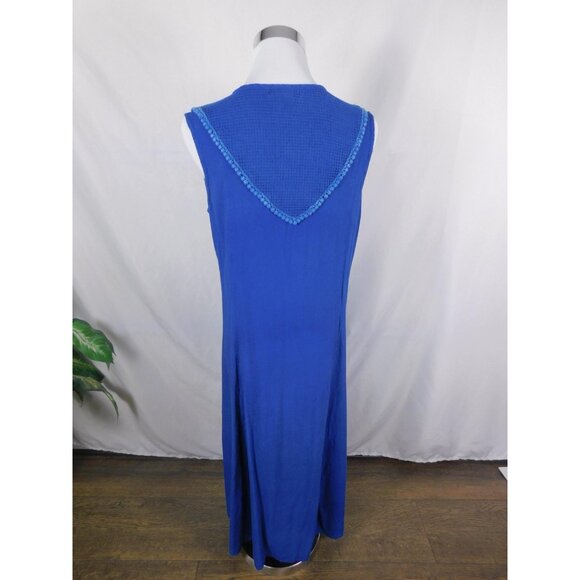Studio West Apparel Dress Womens Small Blue Embroidered Boho Sleeveless Maxi - Picture 6 of 11